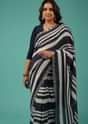 Insignia Blue Organza Fabricated Saree With Bandhani Print And Embroidery