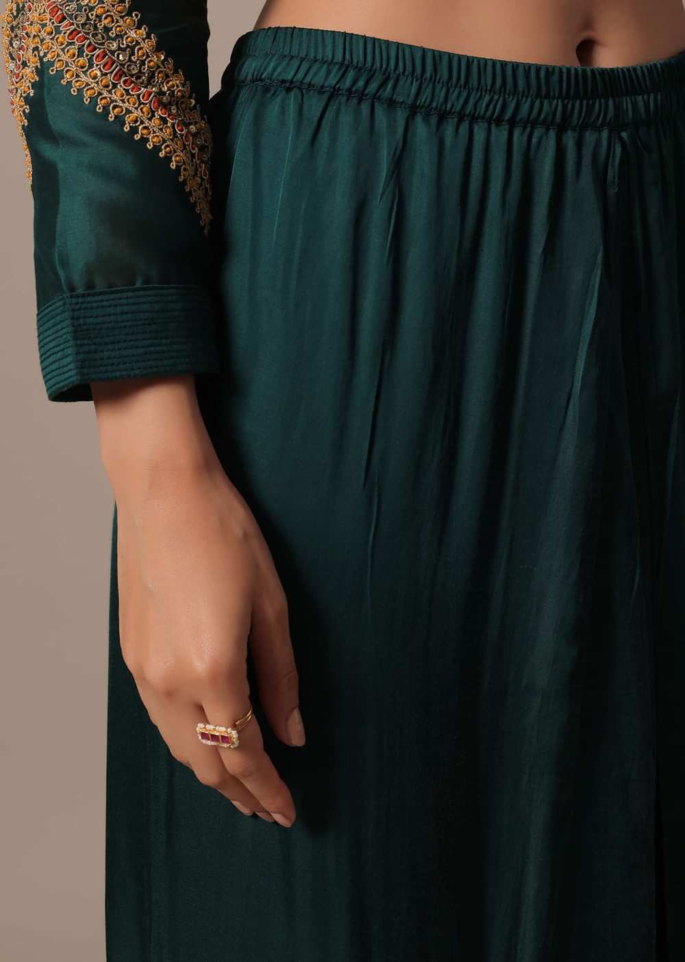 Green Silk Organza Fusion Skirt Set