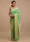 Mint Green Saree With Jaal Work On The Border And Pallu
