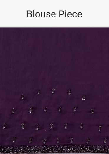 Wine Purple Sequins Saree With An Embellished Border