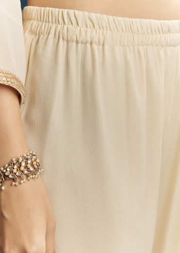 Ivory Chinon Sharara Suit With Zardosi Work