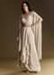 Ivory Crop Top Skirt Set With Cape And Silver Zardozi Work