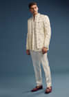 Ivory Dola Silk Jodhpuri Suit For Men With Zardosi Embroidery