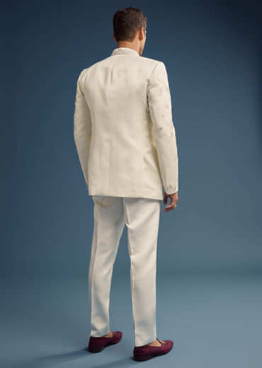 Ivory Dola Silk Jodhpuri Suit For Men With Zardosi Embroidery
