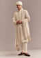Ivory Silk Sherwani For Groom With Geometric And Floral Embroidery