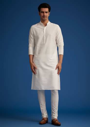 Ivory Silk Sherwani With Resham Zari And Zardosi Work