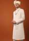 Ivory-White Sherwani Set in Silk With Sequins Embroidery