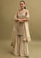 Ivory Embroidered Georgette Kurta Sharara Set