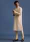Ivory Printed Kurta Pyjama Set For Men
