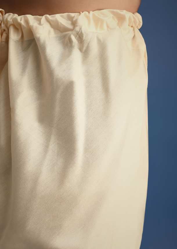 Ivory Sherwani Suit With Beads And Zari Work