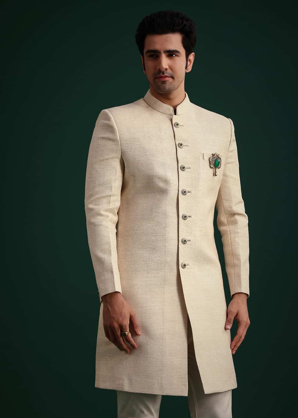 Ivory Silk Sherwani Suit