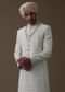 Ivory White Sherwani Set In Silk With Cut Dana Work