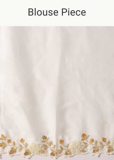 Ivory White Organza Saree With Cut Dana Embroidered Borders