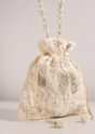 Ivory White Raw Silk Potli Bag With Motif Detailing