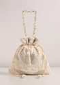 Ivory White Raw Silk Potli Bag With Motif Detailing