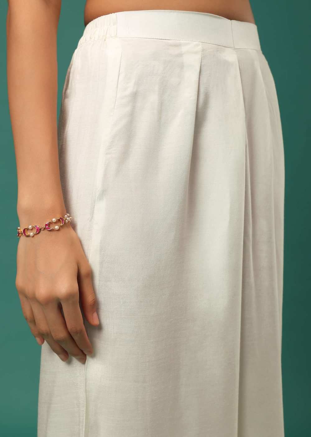 Ivory White Silk Kurti Palazzo Set With Heavy Dupatta