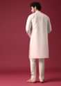 Ivory White Ombre Kurta Set In Silk With Mirror Work
