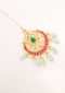 Jadau maang tikka with pista green bead drops only on Kalki