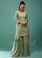 Jade Green Sharara Set With Sequins And Jaal Work