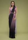 Java Plum Ombre Saree Crafted In Crush With A Fancy Blouse