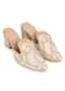 Jute High Collar Mules With Cream Embroidered Flowers And Trapeze Heels By Sole House