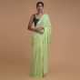 Spring Green Saree In Chiffon With Badla Work All Over Online - Kalki Fashion