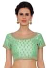 Sea Green  Blouse With Embroidery And Side Zip