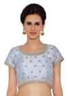Mint Blue Blouse In Raw Silk With Sequins Embroidery And Side Zip Online - Kalki Fashion