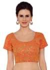 Orange Blouse In Raw Silk With Sequins Embroidery And Side Zip Online - Kalki Fashion