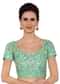Sea Blue Blouse In Raw Silk With Sequins Embroidery And Side Zip Online - Kalki Fashion
