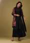 Black Palazzo Suit In Gajji Silk With A Beautiful Velvet Floral Embroidered Dupatta