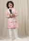 Kalki Blossom Pink Tie-Dye Bandi Jacket Set In Silk With Threadwork For Boys