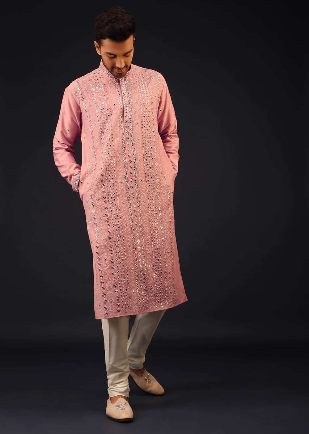 Blush Pink Mirror Embroidered Kurta Set