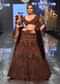 Chocolate Brown Archetypal Lehenga In Velvet Raw Silk With Heavy Embroidery And Trail - NOOR 2022