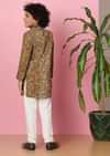 Kalki Caramel Brown Sherwani Set In Velvet For Boys