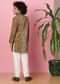 Kalki Caramel Brown Sherwani Set In Velvet For Boys