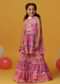 Kalki Cherry Pink Kurta And Sharara Set In Cotton With Gotta Work For Girls