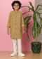 Kalki Chrome Yellow Boys Kurta Set In Silk With Sequins And Threadwork