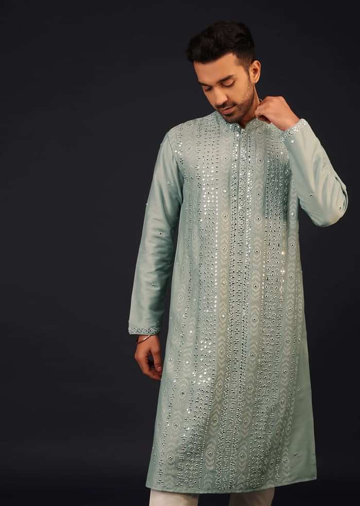 Sage Green Embroidered Kurta Set