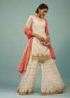 Daisy White Sharara Suit With Embroidery And Bandhani Dupatta