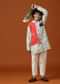 Kalki Coral White Printed Kurta Set In Cotton Silk For Boys