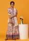 Kalki Cream White Printed Kurti And Palazzo Set In Georgette For Girls