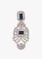 Diamond Jewelry Set With Silver Plating And Navy Blue Stones