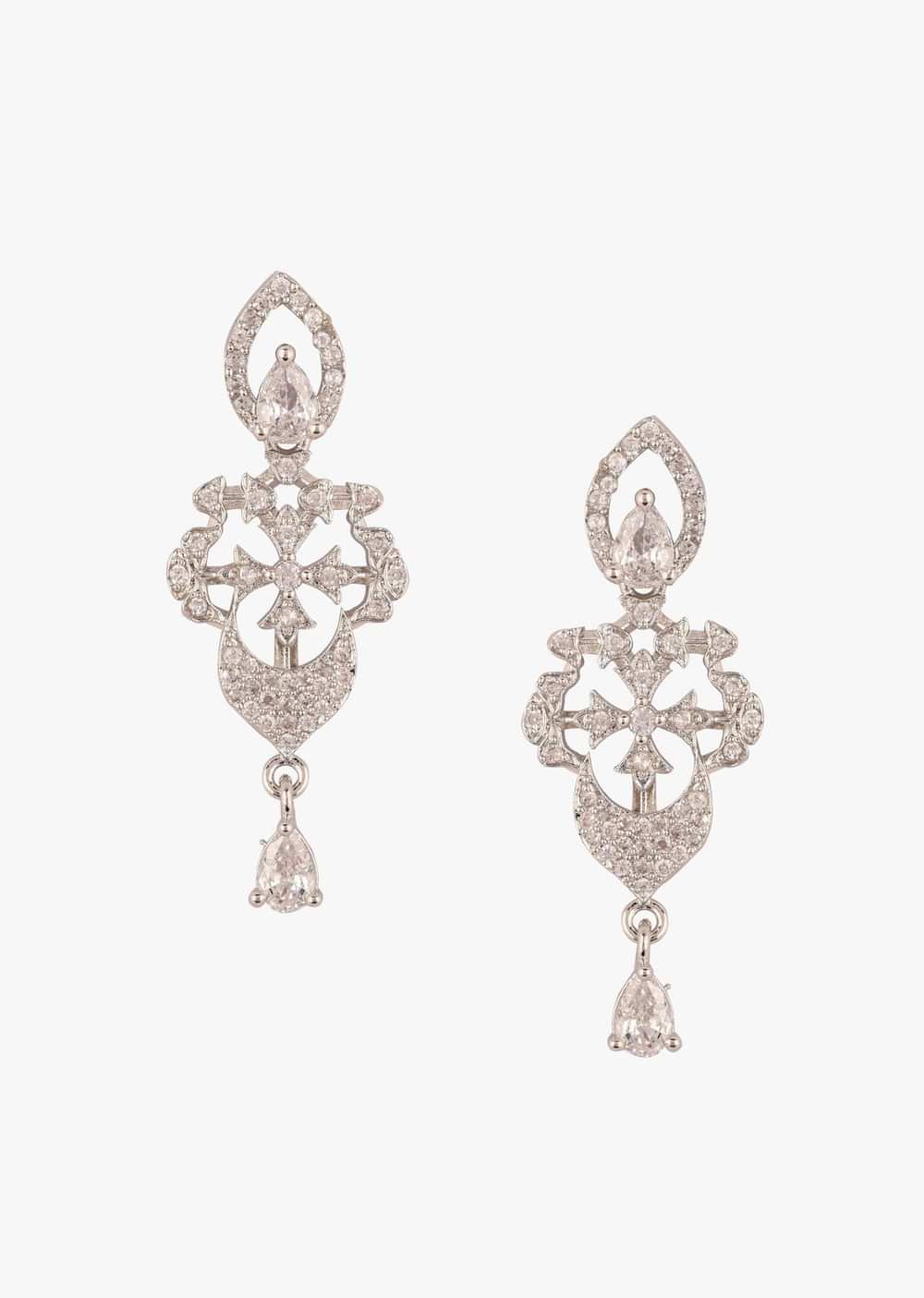Diamond Necklace Set With Silver Plating