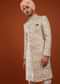 Ivory Sherwani In Silk With Embroidery