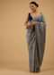 Powder Blue Festive Saree Kashmiri Embroidered In Georgette