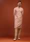 Salmon Pink Kurta Set In Bangalore Silk With Embroidered Florals