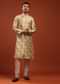 Daffodils Yellow Kurta Set In Bangalore Silk With Print And Brocade Weave Buttis