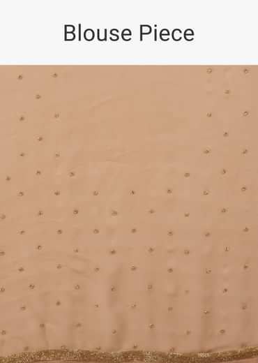 Mocha Brown Festive Toasted Almond Beige Saree Kashmiri Embroidered In Georgette