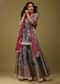 Festive Mint Blue Palazzo Suit Set In Silk With A Fancy Frill Dupatta